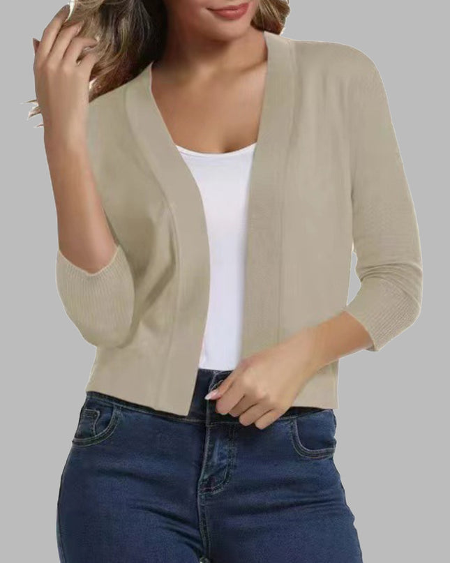 Open Front Cardigan Beige