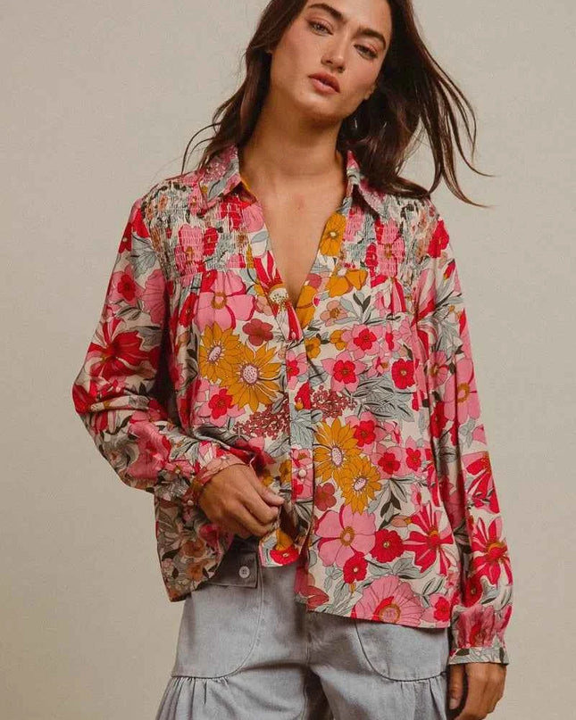 BiBi Woven Floral Printed Shirt Top