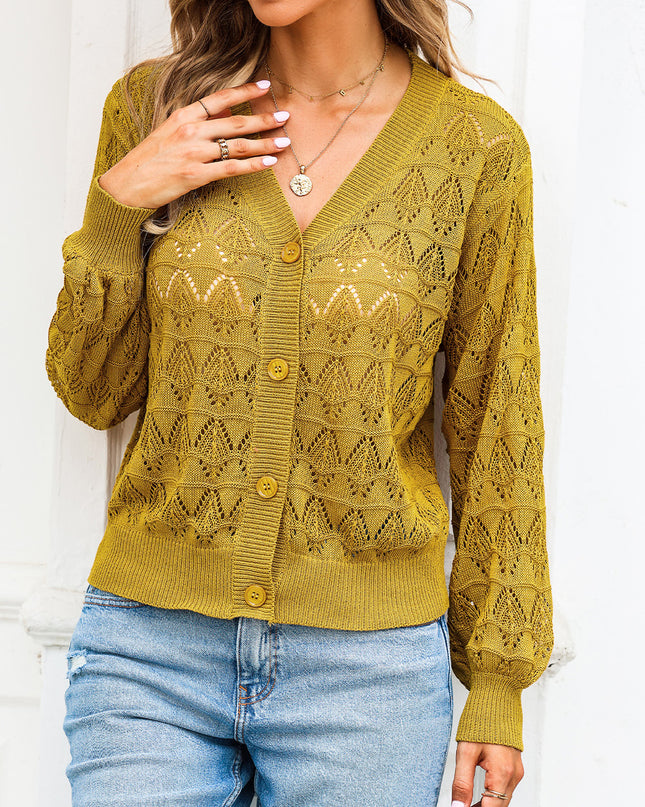 Openwork V-Neck Cardigan