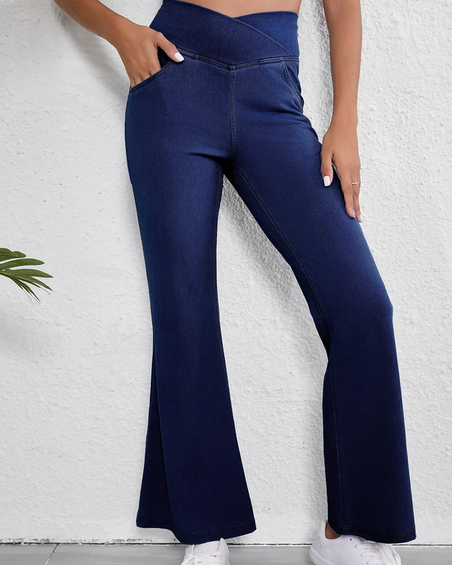 Asymmetric Waist Flare Jeans Medium