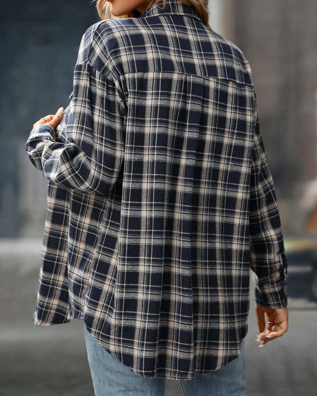 Plaid Button-Down Oversized Shirt