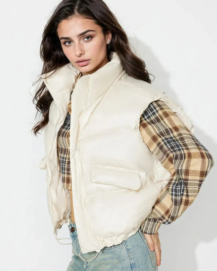 Zip Up Vest Coat with Pockets