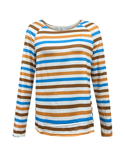 Full Size Striped Long Sleeve Casual Top Plus Size
