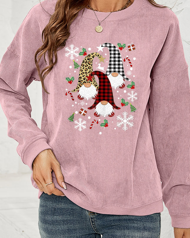 Faceless Gnome Graphic Drop Shoulder Sweatshirt