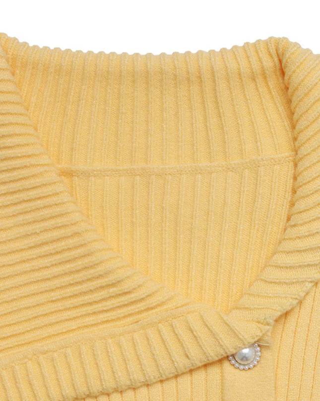 Asymmetrical Ribbed Button Up Cardigan