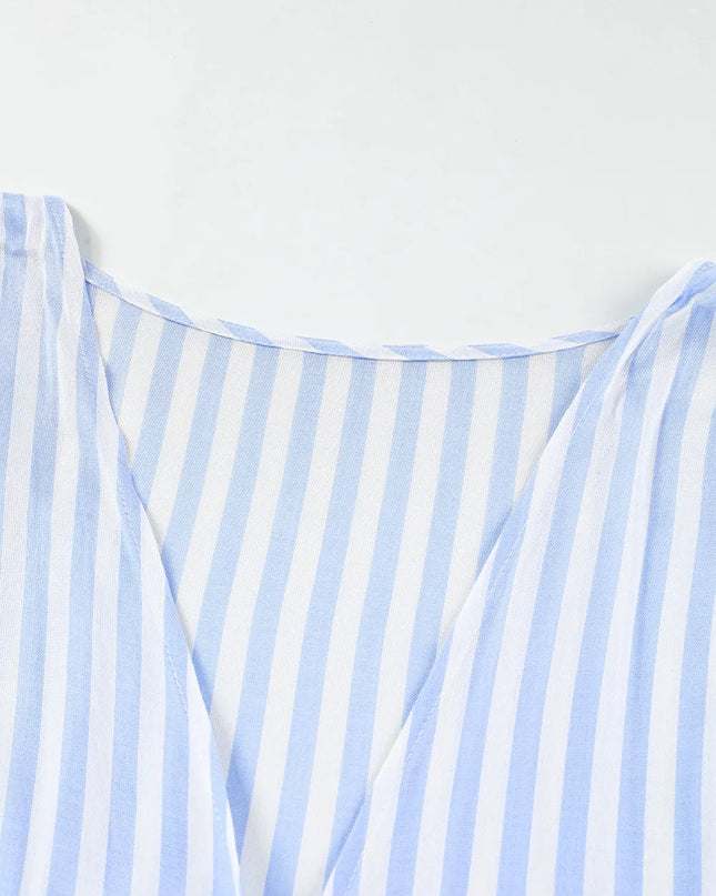 Bow Striped Kimono Sleeve Romper