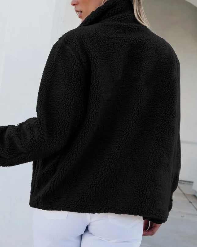 Zip Up Long Sleeve Plush Jacket