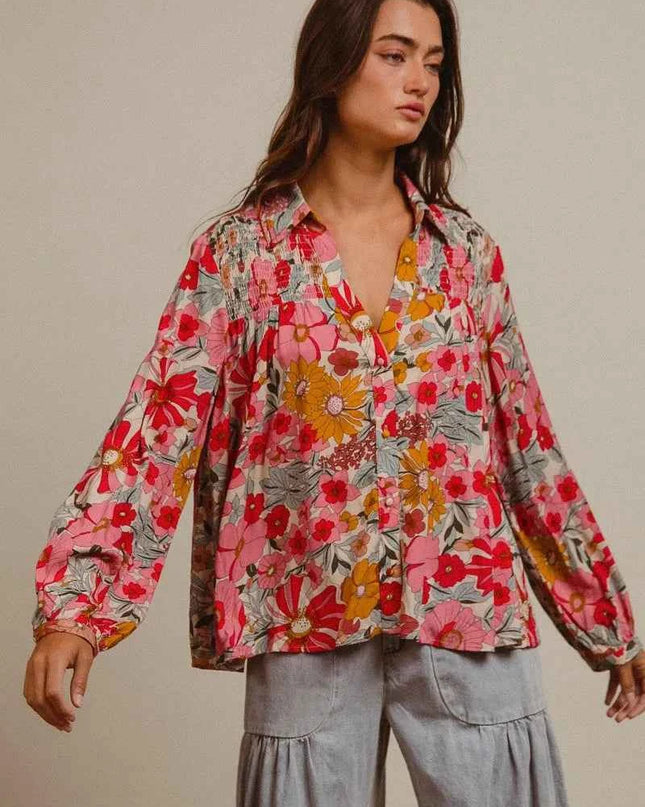 BiBi Woven Floral Printed Shirt Top