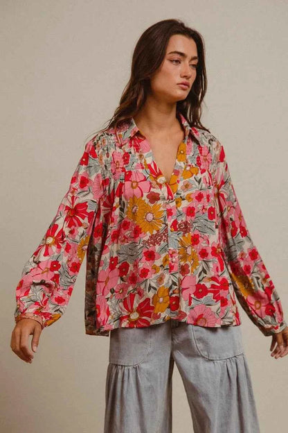 BiBi Woven Floral Printed Shirt Top
