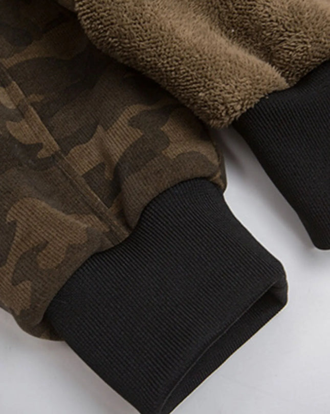 Men's Camouflage Faux Fur Hood Jacket