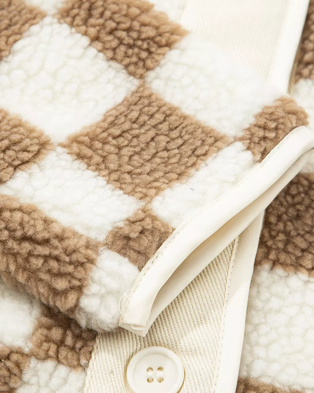 Checkered Sherpa Oversized Button Up Jacket
