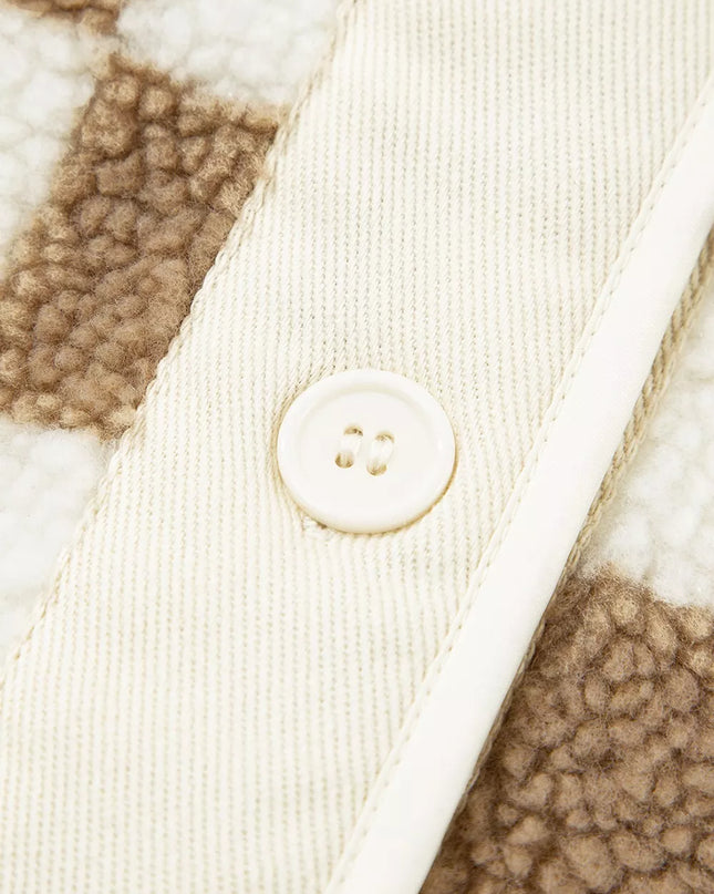 Checkered Sherpa Oversized Button Up Jacket