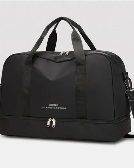 Detachable Strap Nylon Oversize Travel Bag Black One Size