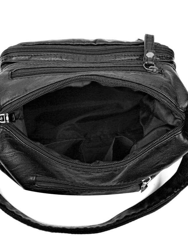 Multi-Pocket PU Leather Crossbody Bag