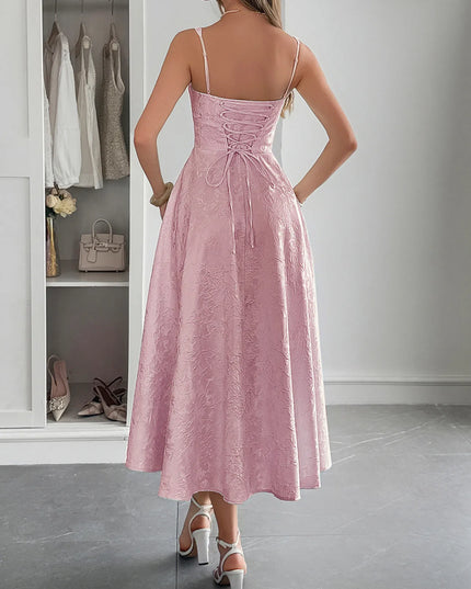 Lace-Up Sleeveless Midi Dress 