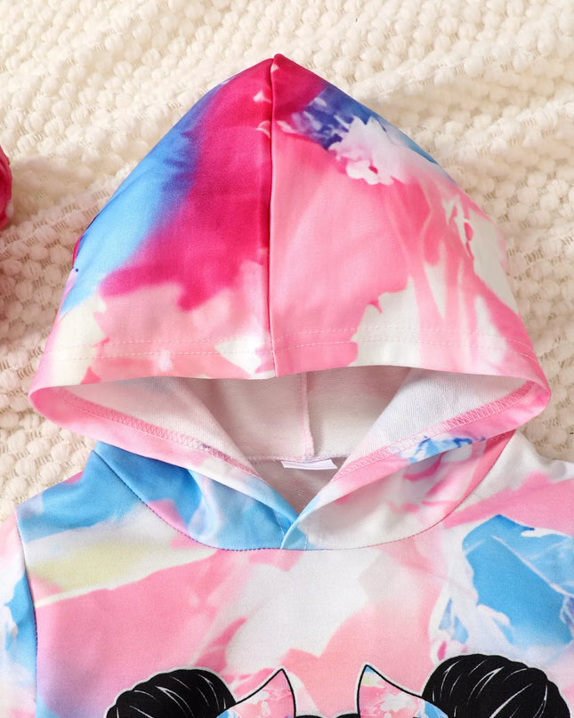Children's Tie-Dye Graphic Hoodie & Pants Set