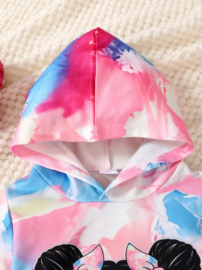 Children's Tie-Dye Graphic Hoodie & Pants Set
