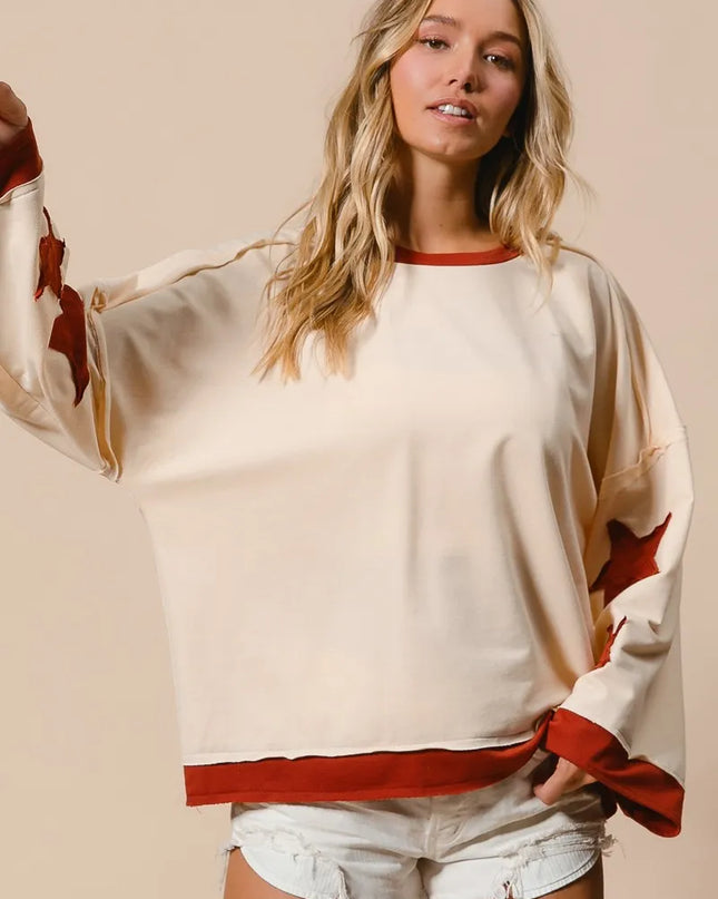 BiBi French Terry Top With Patch Detail Sweatshirt