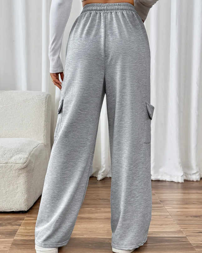 Perfee Drawstring Wide Leg Pants with Pockets