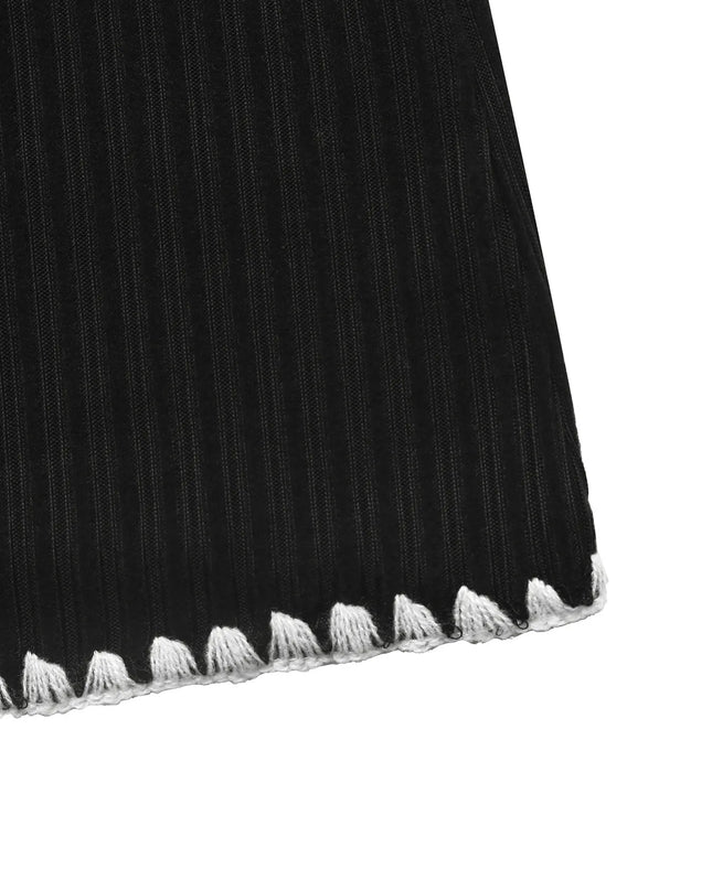 Contrast Trim Texture Long Sleeve Sweater Dress