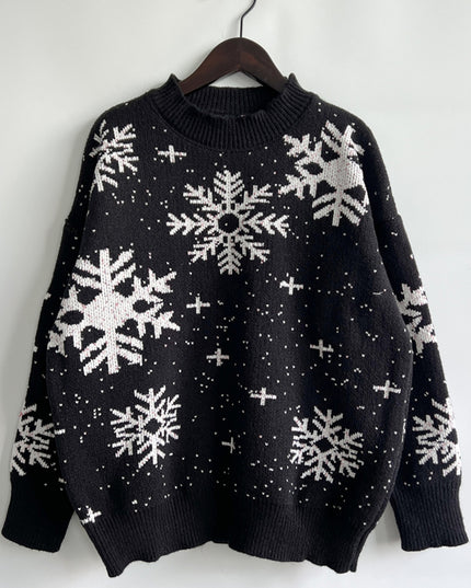 Snowflake Pattern Dropped Shoulder Sweater