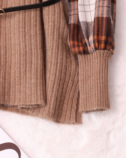 Plaid Long Sleeve Sweater Dress