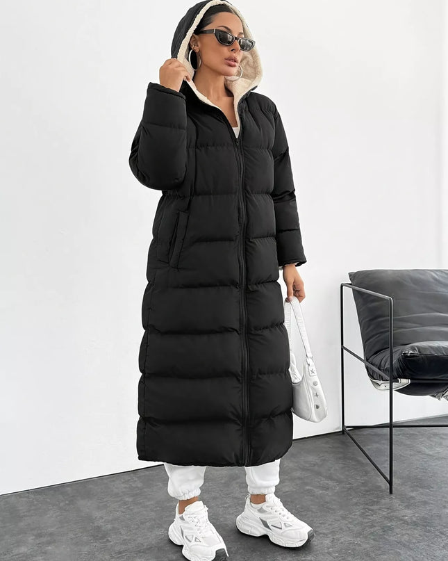 Quilted Hooded Longline Puffer Coat