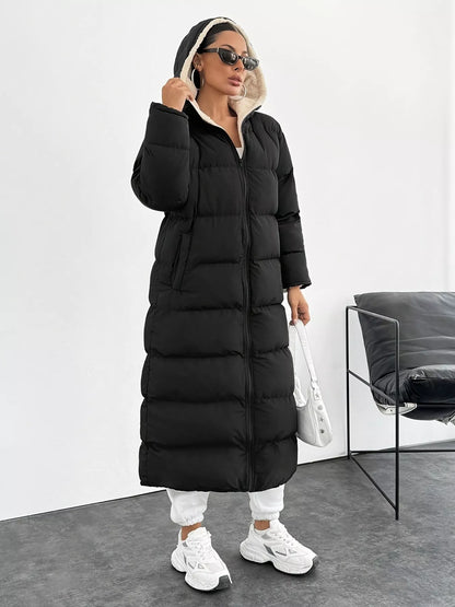 Quilted Hooded Longline Puffer Coat