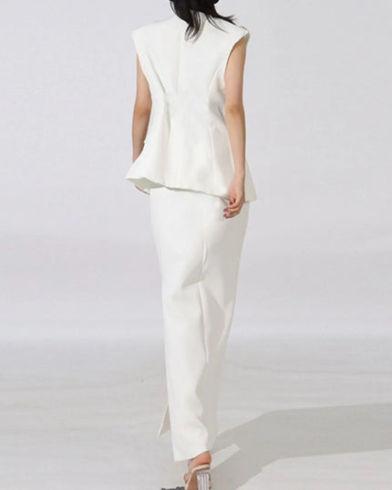 Flower Sleeveless Vest and Skirt Set