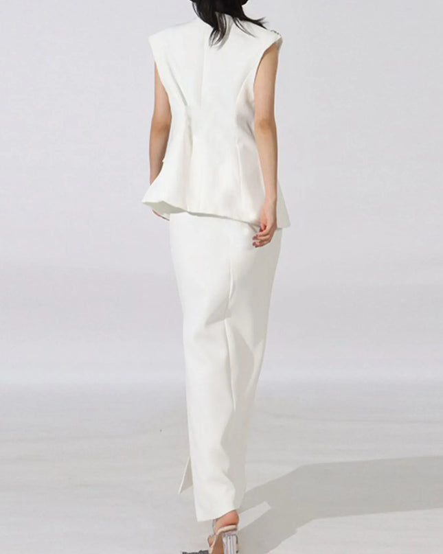 Flower Sleeveless Vest and Skirt Set