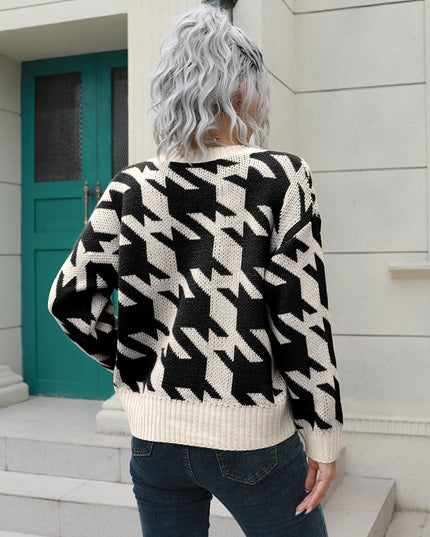 Houndstooth Button Down Cardigan