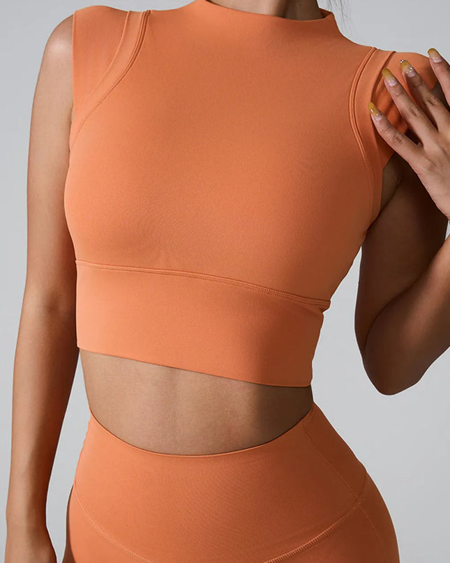 Mock Neck Active Tank Caramel