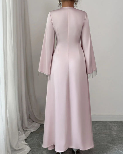 Fringe Long Sleeve Bodycon Maxi Dress