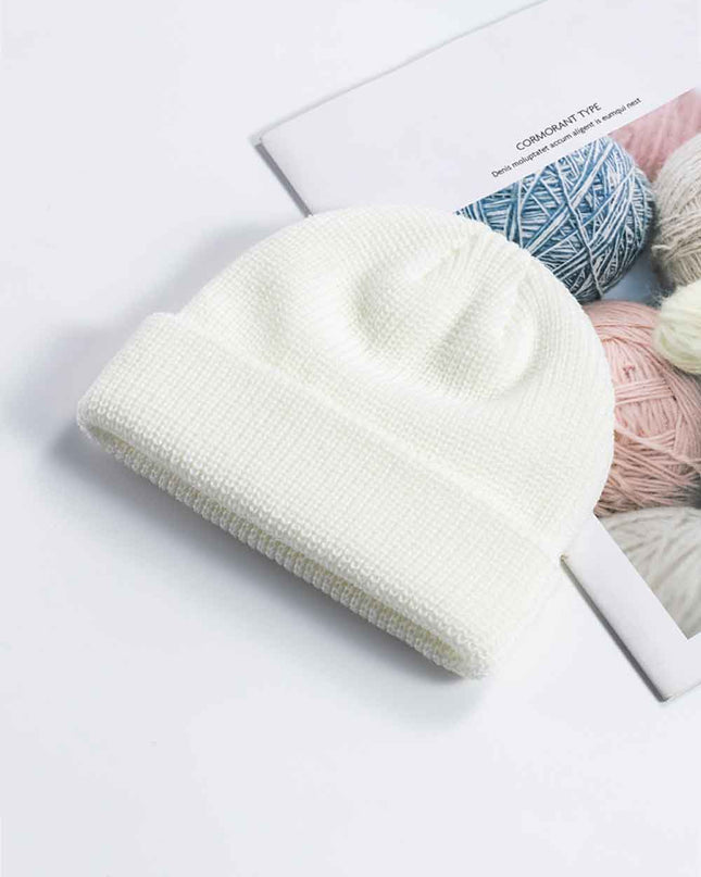 Cozy Rib-Knit Cuff Beanie White One Size