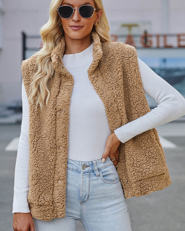 Snap Down Vest with Pockets