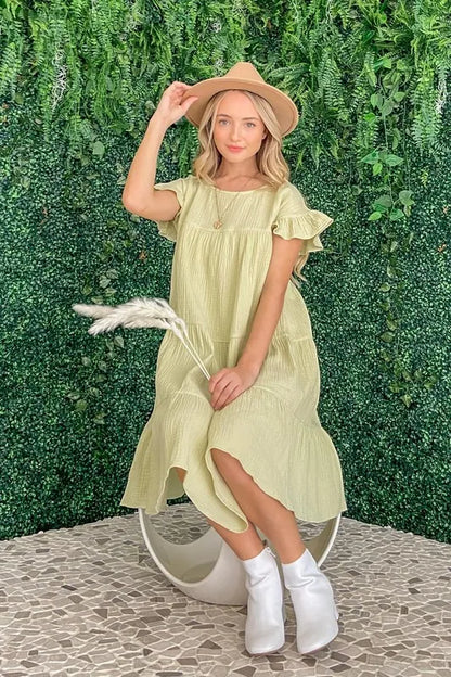 And The Why Cotton Gauze Baby Doll Casual Dress