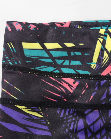 Printed Wide Waistband Active Leggings with Stirrups 