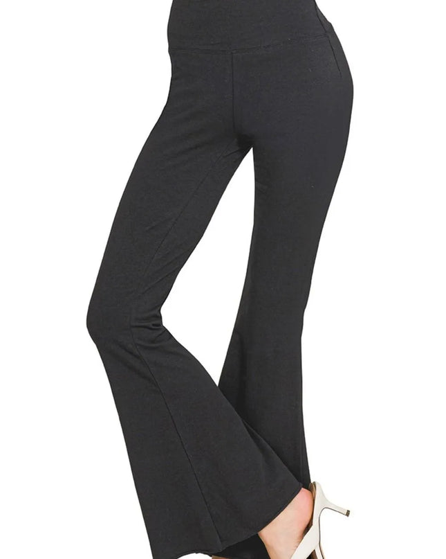 Zenana Raw Edge Hem Flare Yoga Pants