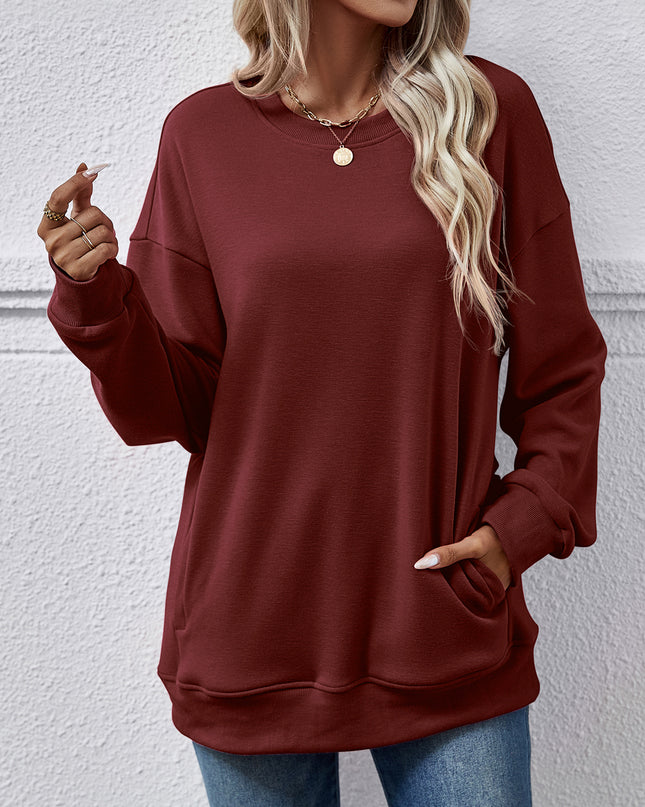 Dropped Shoulder Sweatshirt with Pockets