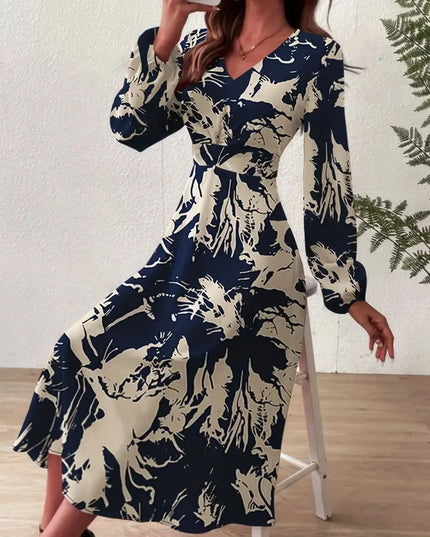 Long Sleeve Printed Midi Dress