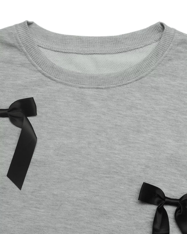 Bow Detail Round Neck Sweatshirt