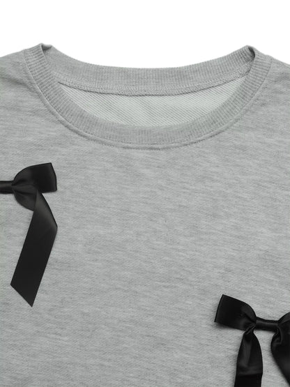 Bow Detail Round Neck Sweatshirt