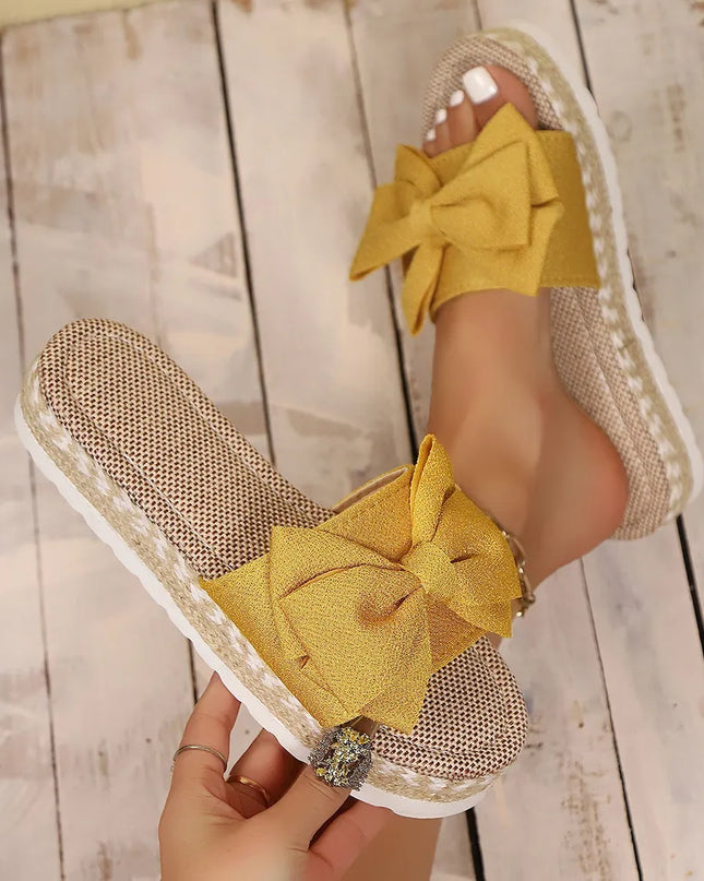 Bow Open Toe Platform Sandals 