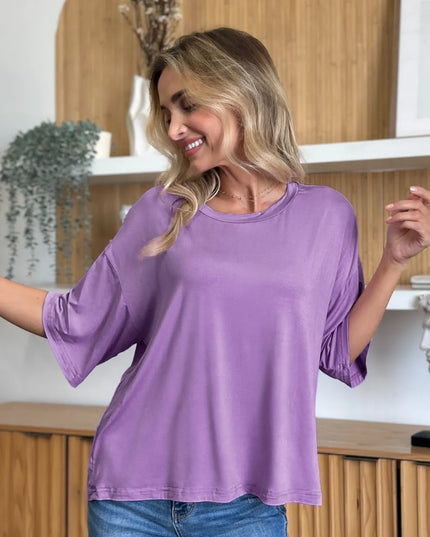 Basic Bae Bamboo Full Size Round Neck Drop Shoulder T-Shirt