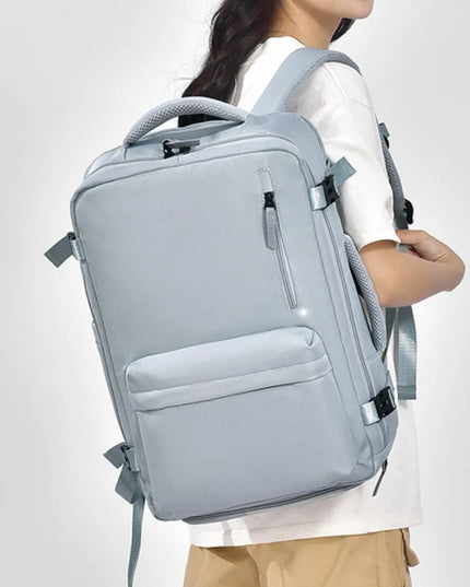 Oxford Cloth Side Pockets Backpack Bag with Handles Air Force Blue One Size