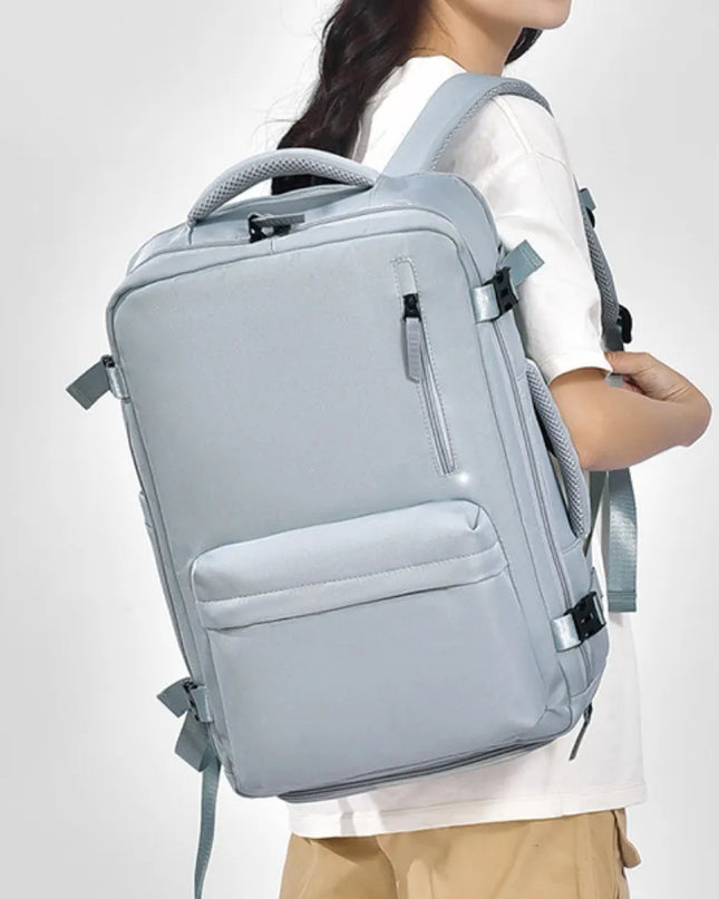 Oxford Cloth Side Pockets Backpack Bag with Handles Air Force Blue One Size