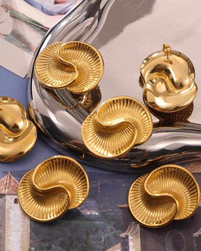 Titanium Steel Spiral Stud Earrings 