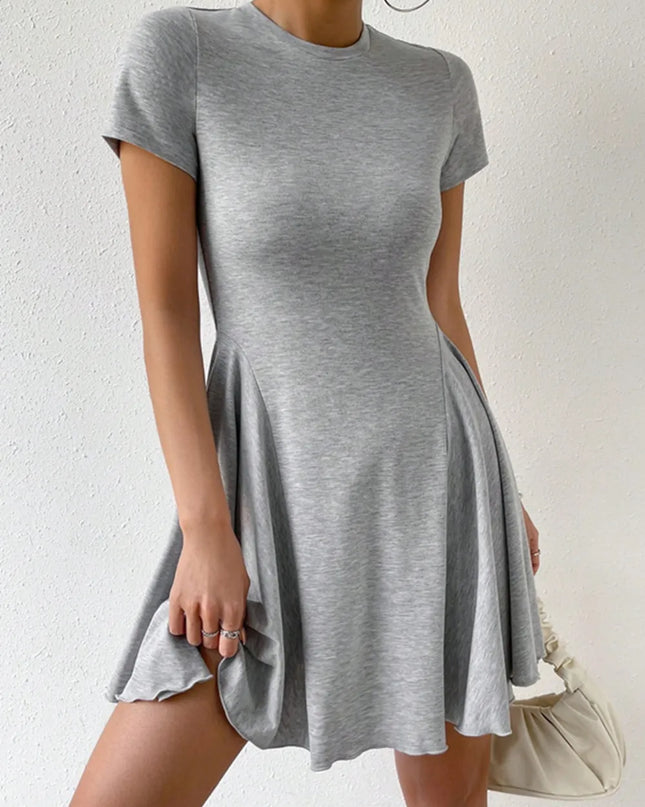 Round Neck Short Sleeve Mini Dress