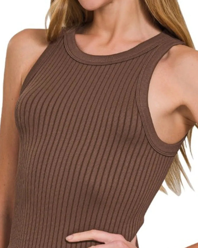 Zenana Seamless Ribbed Crop Tank