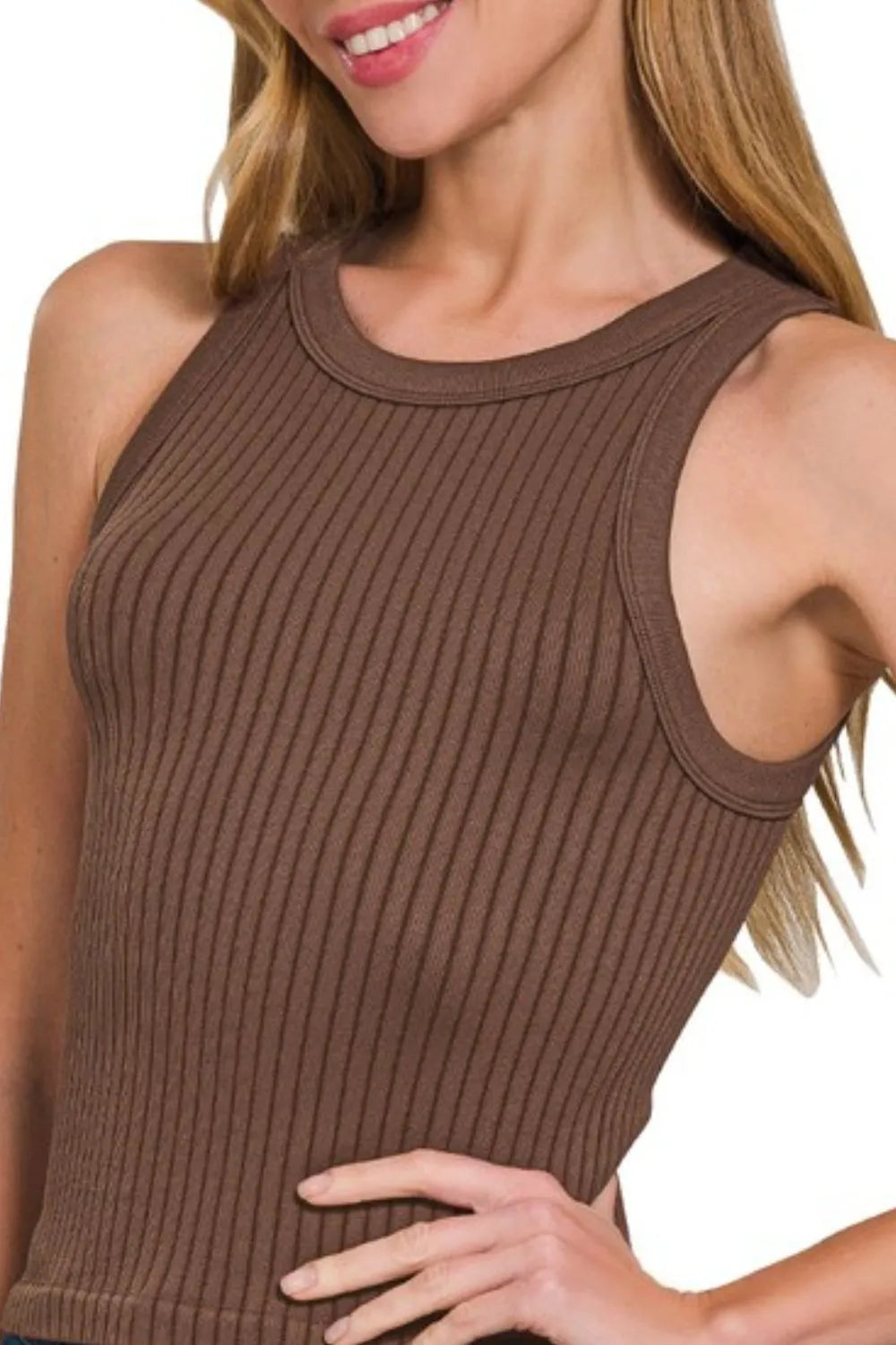 Zenana Seamless Ribbed Crop Tank